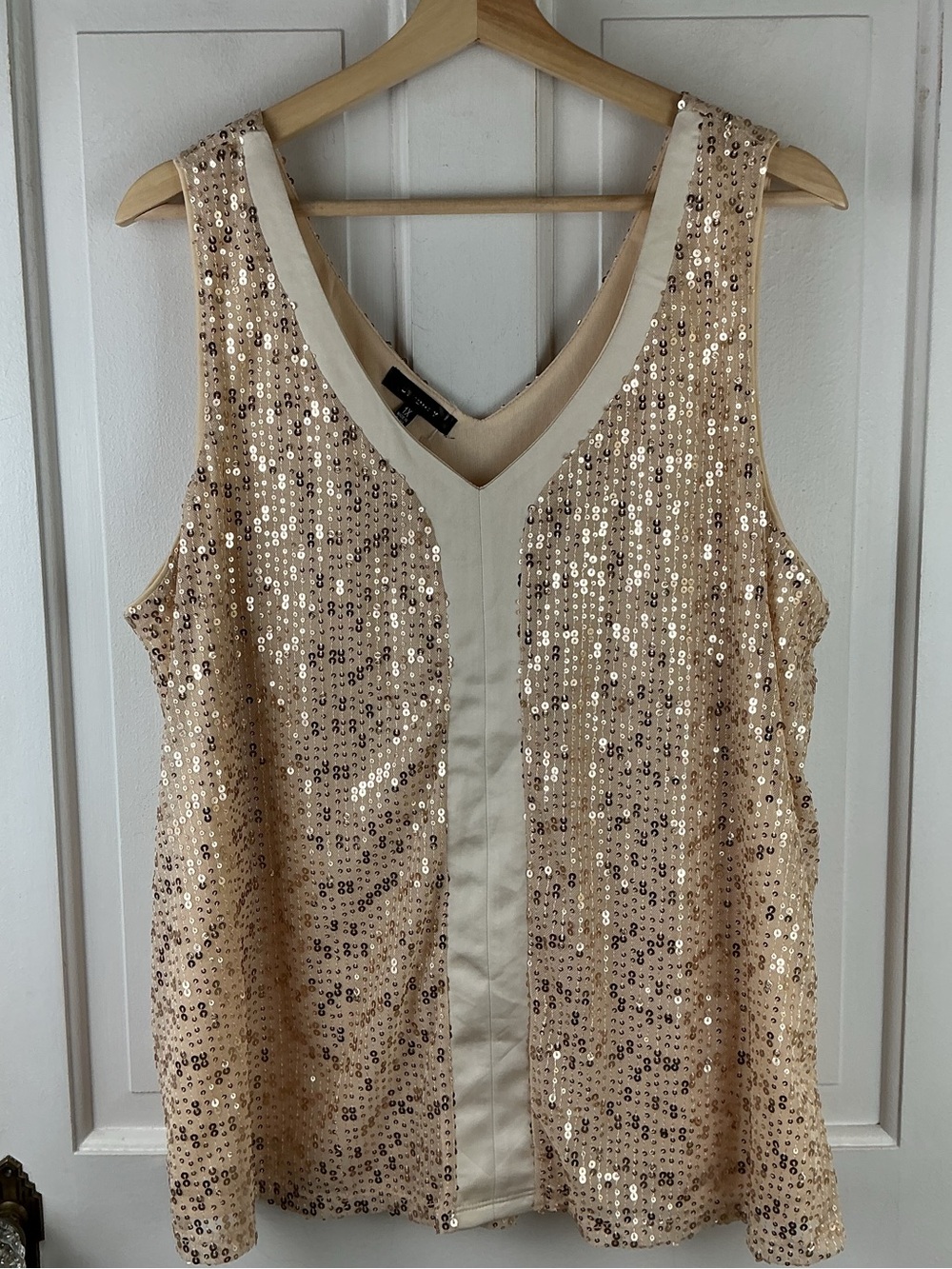 Studio Y By Maurices Sequin Tank Top - Ivory/Gold Size 1X